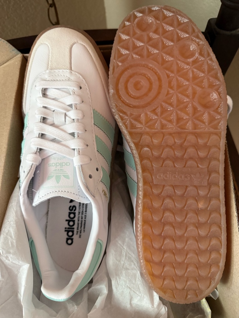 adidas Samba Platform kids Sneakers - White with Mint and Gum Sole - Picture 2 of 4